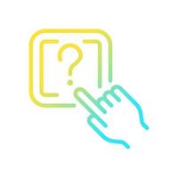 Question button gradient linear vector icon. Request to technical support. Looking of problem solving. Thin line color symbol. Modern style pictogram. Vector isolated outline drawing