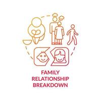 Family relationship breakdown red gradient concept icon. Unaccompanied youth abstract idea thin line illustration. Parents separation and divorce. Isolated outline drawing. vector