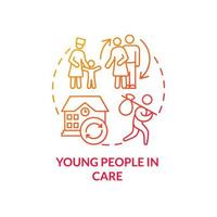 Young people in care red gradient concept icon. Homelessness among young people abstract idea thin line illustration. Ongoing unsettled experiences. Isolated outline drawing. vector