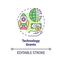 Technology grants concept icon. Financial award for entrepreneurs abstract idea thin line illustration. Isolated outline drawing. Editable stroke. vector