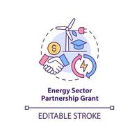 Energy sector partnership grant concept icon. Federal tech training abstract idea thin line illustration. Isolated outline drawing. Editable stroke. vector