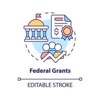 Federal grants concept icon. Government support. Workplace development program abstract idea thin line illustration. Isolated outline drawing. Editable stroke. vector