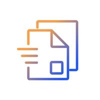 Document sharing gradient linear vector icon. Electronic file. Digital information. Send, receive. Info transmission. Thin line color symbol. Modern style pictogram. Vector isolated outline drawing