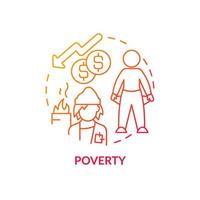 Poverty red gradient concept icon. Homelessness factor abstract idea thin line illustration. Lack of money and shelter. Impoverished people. Isolated outline drawing. vector