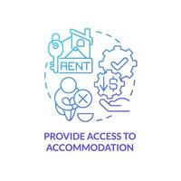 Provide access to accommodation blue gradient concept icon. Government aid abstract idea thin line illustration. Supportive housing, shelters. Isolated outline drawing. vector