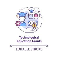 Technological education grants concept icon. Federal tech training abstract idea thin line illustration. Isolated outline drawing. Editable stroke. vector