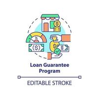 Loan guarantee program concept icon. Helping program for small business abstract idea thin line illustration. Isolated outline drawing. Editable stroke. vector