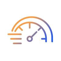 Speedometer gradient linear vector icon. Miles per hour. Speed control of vehicle. Acceleration indicator. Thin line color symbol. Modern style pictogram. Vector isolated outline drawing