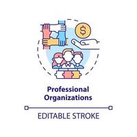 Professional organizations concept icon. Grants for workplace development abstract idea thin line illustration. Isolated outline drawing. Editable stroke. vector