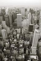 New York City Manhattan skyline aerial view black and white photo