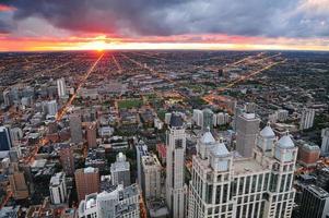 vista del atardecer de chicago foto