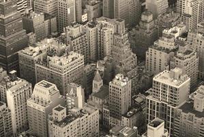 New York City Manhattan skyline aerial view black and white photo