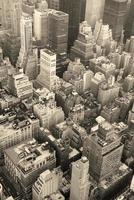 New York City Manhattan skyline aerial view black and white photo