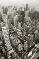 New York City Manhattan skyline aerial view black and white photo