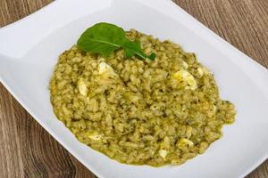 Risotto with pesto photo