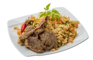 Fried rice with beef photo