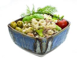 Macaroni salad with seafood photo