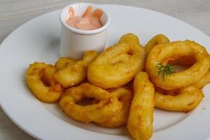 Fried calamari rings photo