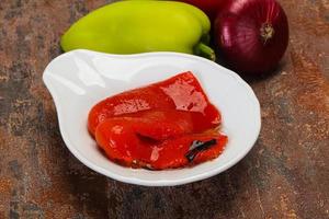 Marinated baked red bell pepper photo