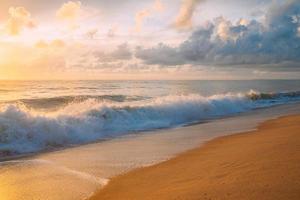 Calming summer natural marine blue background . Sea and sky with white clouds. summer vacation concept photo