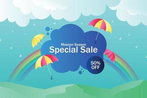 Monsoon season sale background with gradient style. vector