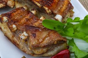 Grilled lamb ribs photo