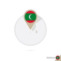 Maldives map and flag in circle. Map of Maldives, Maldives flag pin. Map of Maldives in the style of the globe. vector