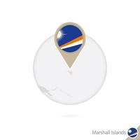 Marshall Islands map and flag in circle. Map of Marshall Islands, Marshall Islands flag pin. Map of Marshall Islands in the style of the globe. vector