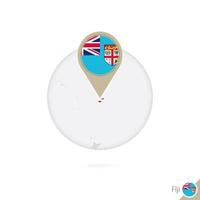 Fiji map and flag in circle. Map of Fiji, Fiji flag pin. Map of Fiji in the style of the globe. vector