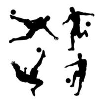 siluetas de jugadores de fútbol o de fútbol vector