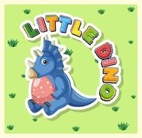 Little cute dinosaur cartoon poster vector