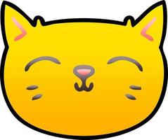 quirky gradient shaded cartoon cat face vector