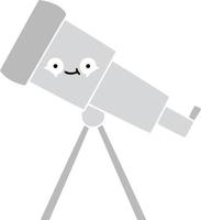 flat color retro cartoon telescope vector