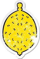 distressed sticker of a quirky hand drawn cartoon lemon vector