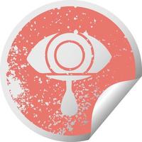 distressed circular peeling sticker symbol crying eye vector