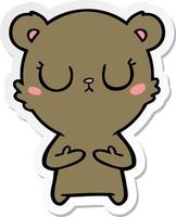 sticker of a peaceful cartoon bear cub vector