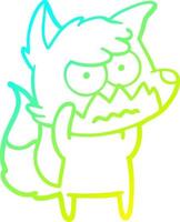 cold gradient line drawing cartoon annoyed fox vector