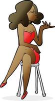 cartoon woman sitting on bar stool vector