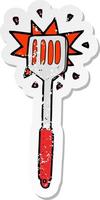 retro distressed sticker of a cartoon kitchen spatula vector