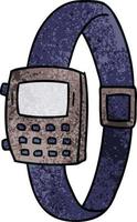 textured cartoon doodle of a retro watch vector