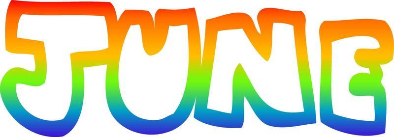 rainbow gradient line drawing cartoon month of june