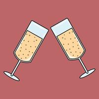 Two glasses with champagne vector