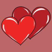 Two hearts red and burgundy vector