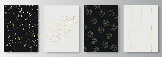 Collection of black and white backgrounds with golden elements vector