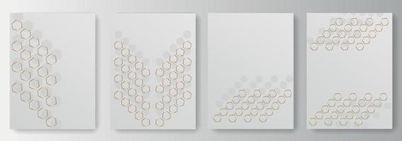 Collection of white gray backgrounds with polygons vector