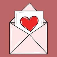 Pink envelope with a letter and a red heart vector
