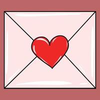 Pink envelope with red heart vector