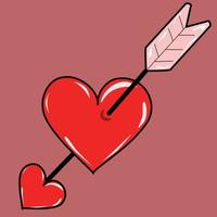 Red heart with an arrow vector