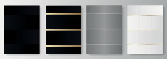 Collection of black and gray backgrounds with golden elements vector