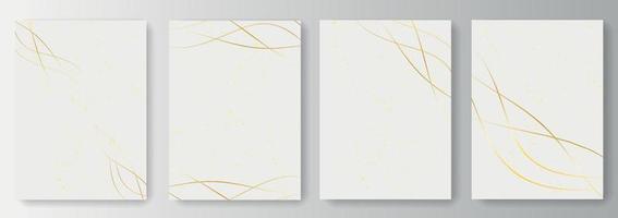 Collection of white backgrounds with golden waves lines vector